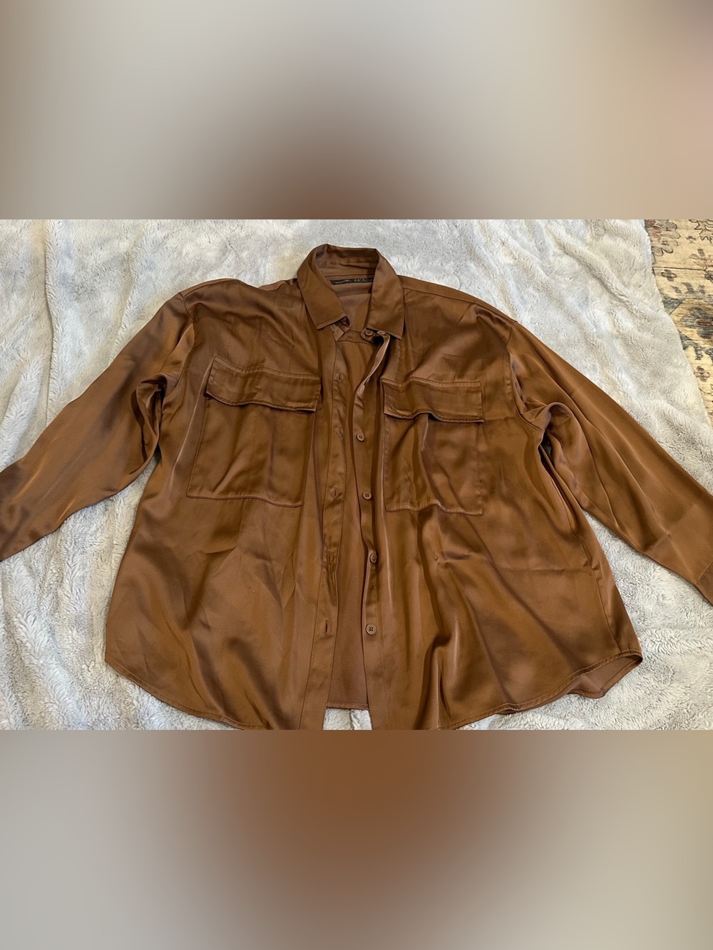 Abercrombie & Fitch Nicole Benefield Satin Button Back Blouse